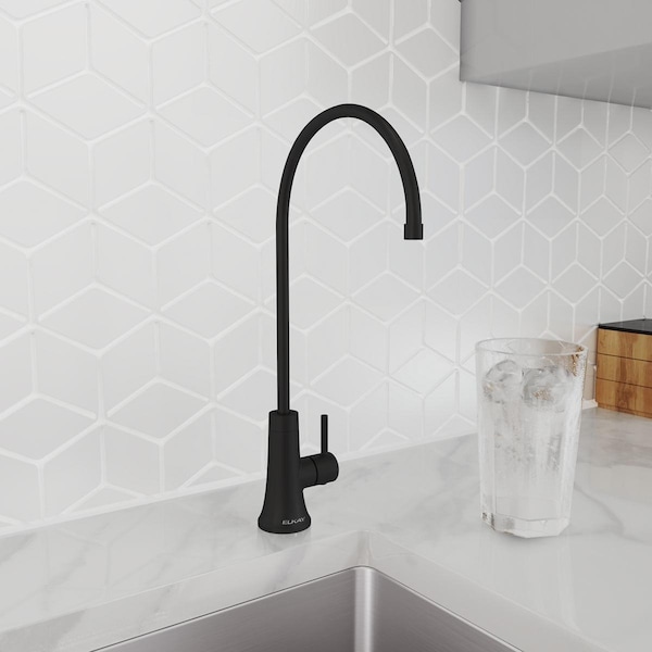 Elkay Drinking Water Faucet Mtte Blk w/71300C WaterSentry PFAS, Lead, Microplastics NSF/ANSI Certified Filtr LKAV71FMB - main